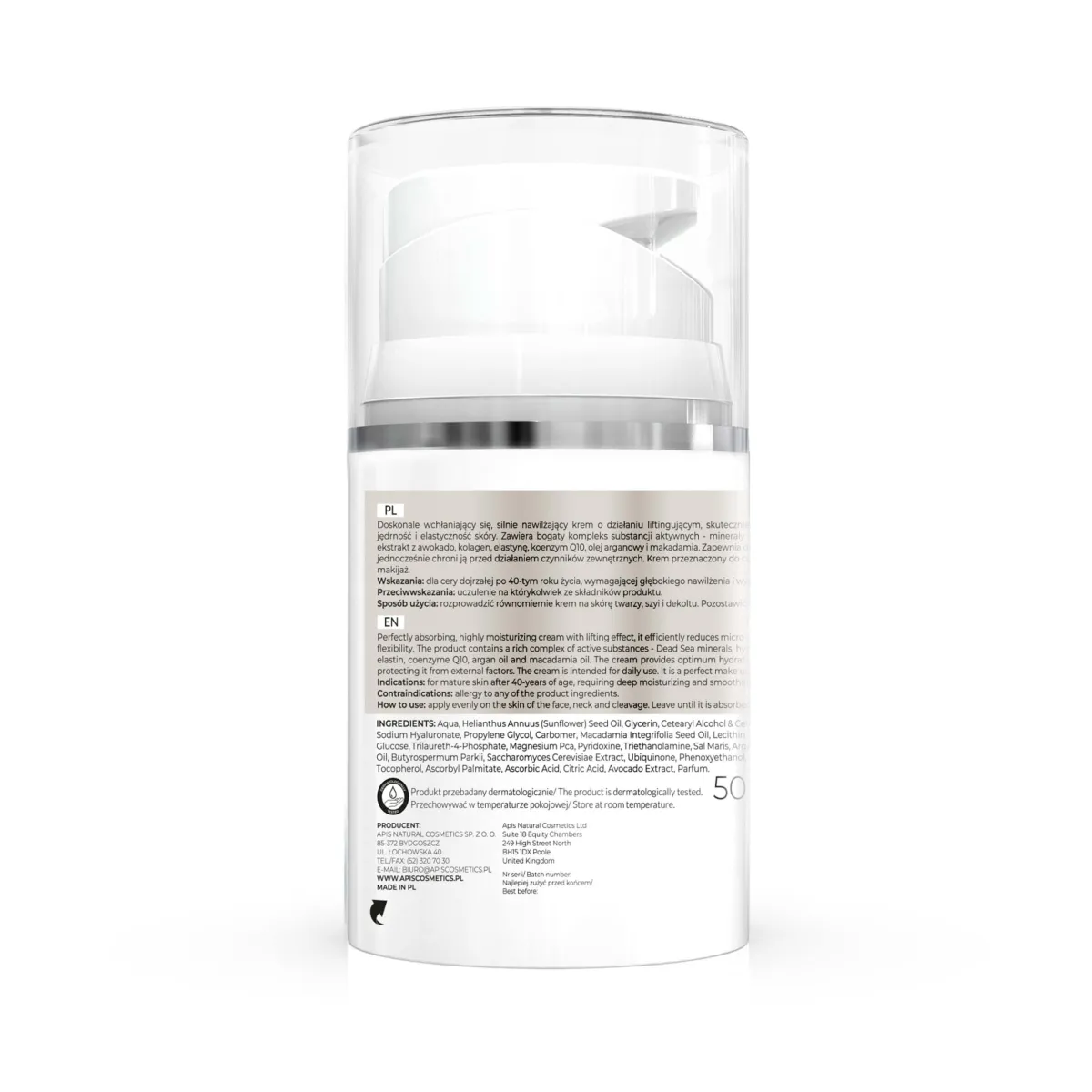 Apis - Inspiration - Krem do twarzy nawilżająco-liftingujący z minerałami z morza martwego na dzień 40+ 50ml