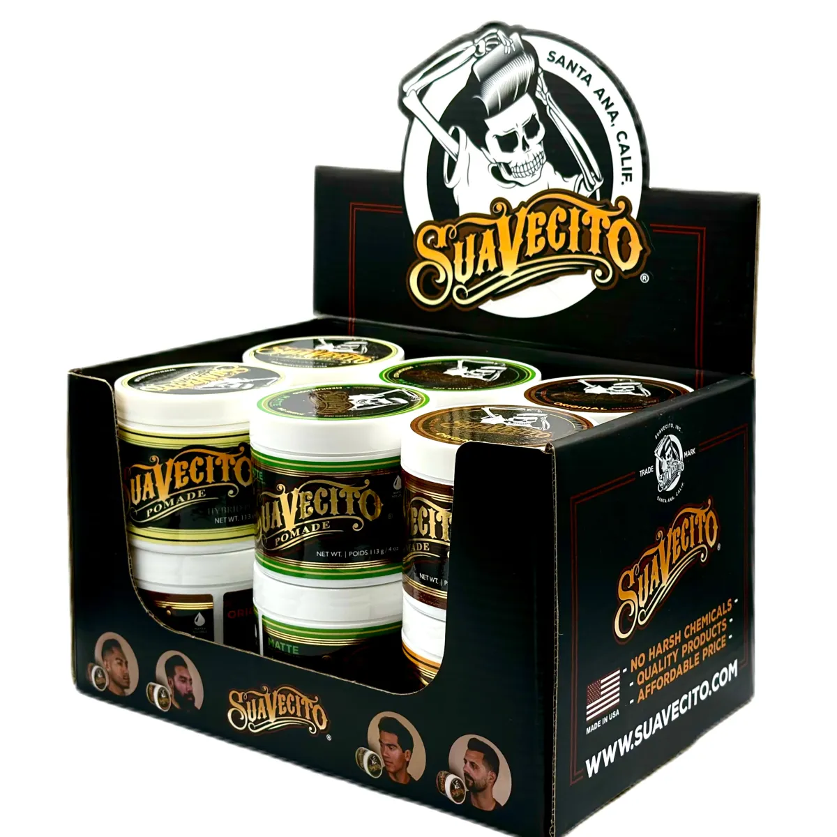 Suavecito - Ekspozytor do pomad 113ml - Kartonowy prezenter do produktów Suavecito
