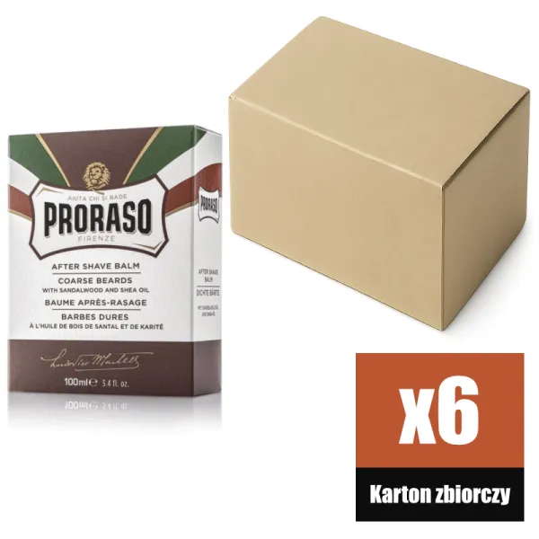 Proraso - Coarse Beards, linia Czerwona - Balsam po goleniu, do skóry suchej i z twardym zarostem KARTON 6x100ml