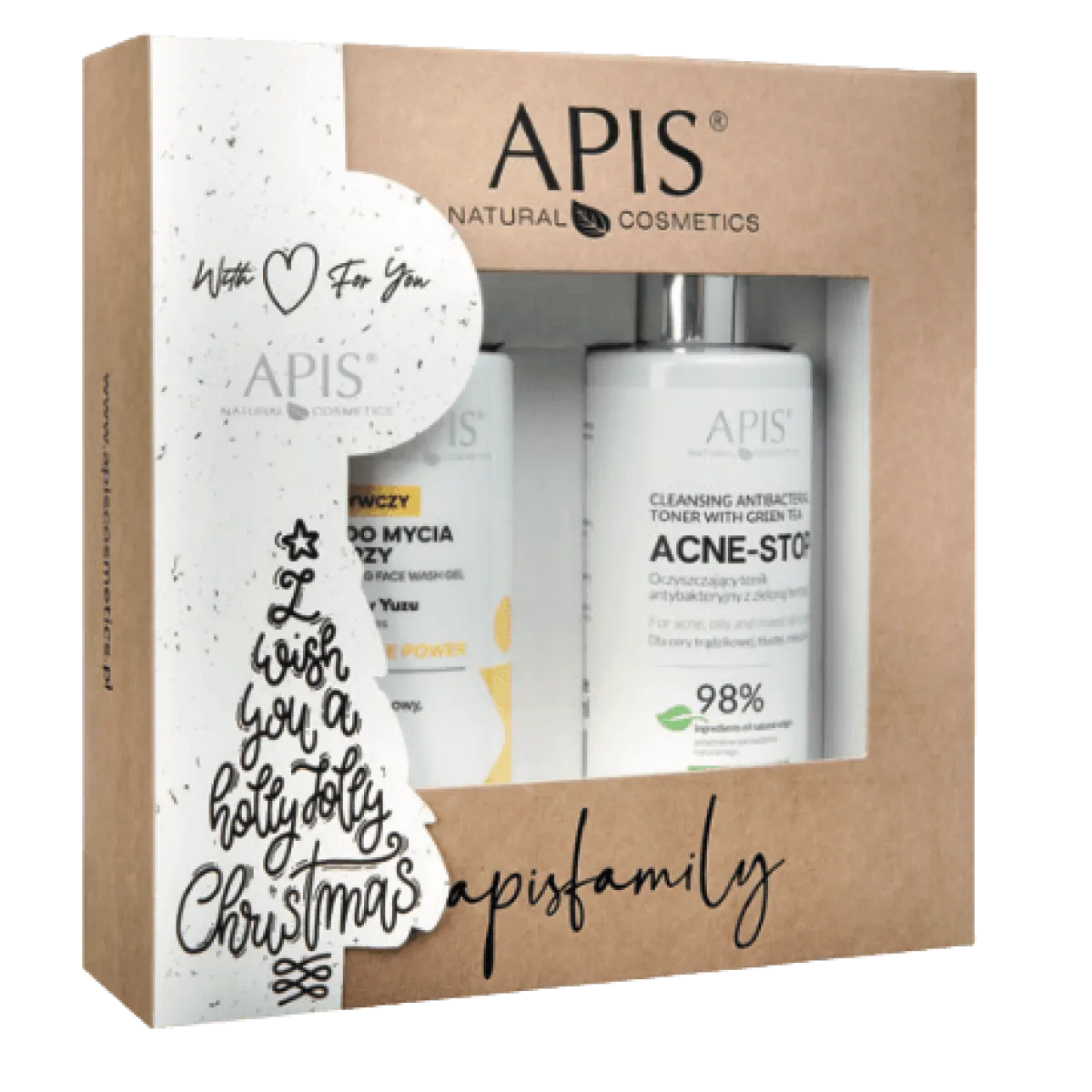Apis - Ceramide Powder - Żel do mycia twarzy, Acne-Stop Tonik - Zestaw Świąteczny