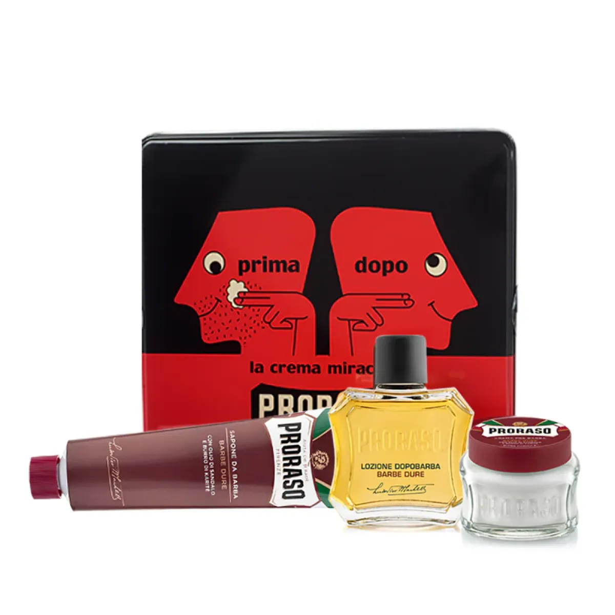 Proraso - Coarse Beards, linia Czerwona - Prima Dopo Vintage Selection, Zestaw do golenia, na prezent w metalowej puszce