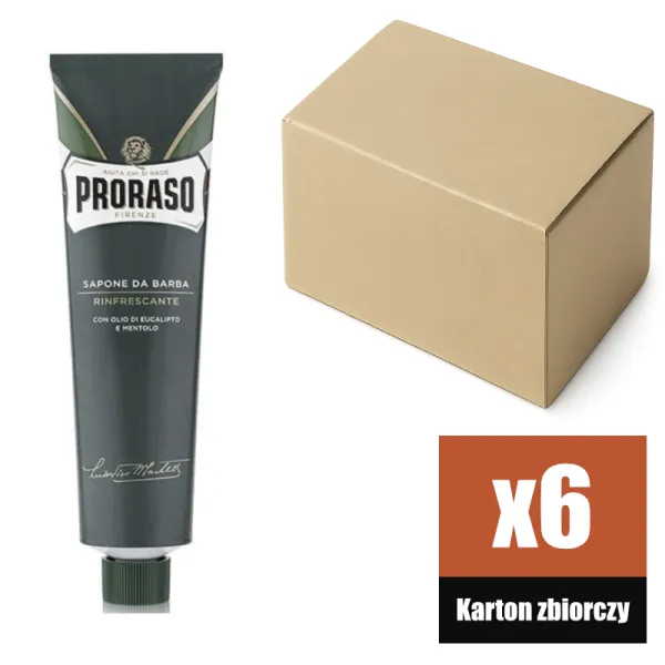 Proraso - Refreshing, linia Zielona - Krem do golenia w tubie KARTON 6x150ml