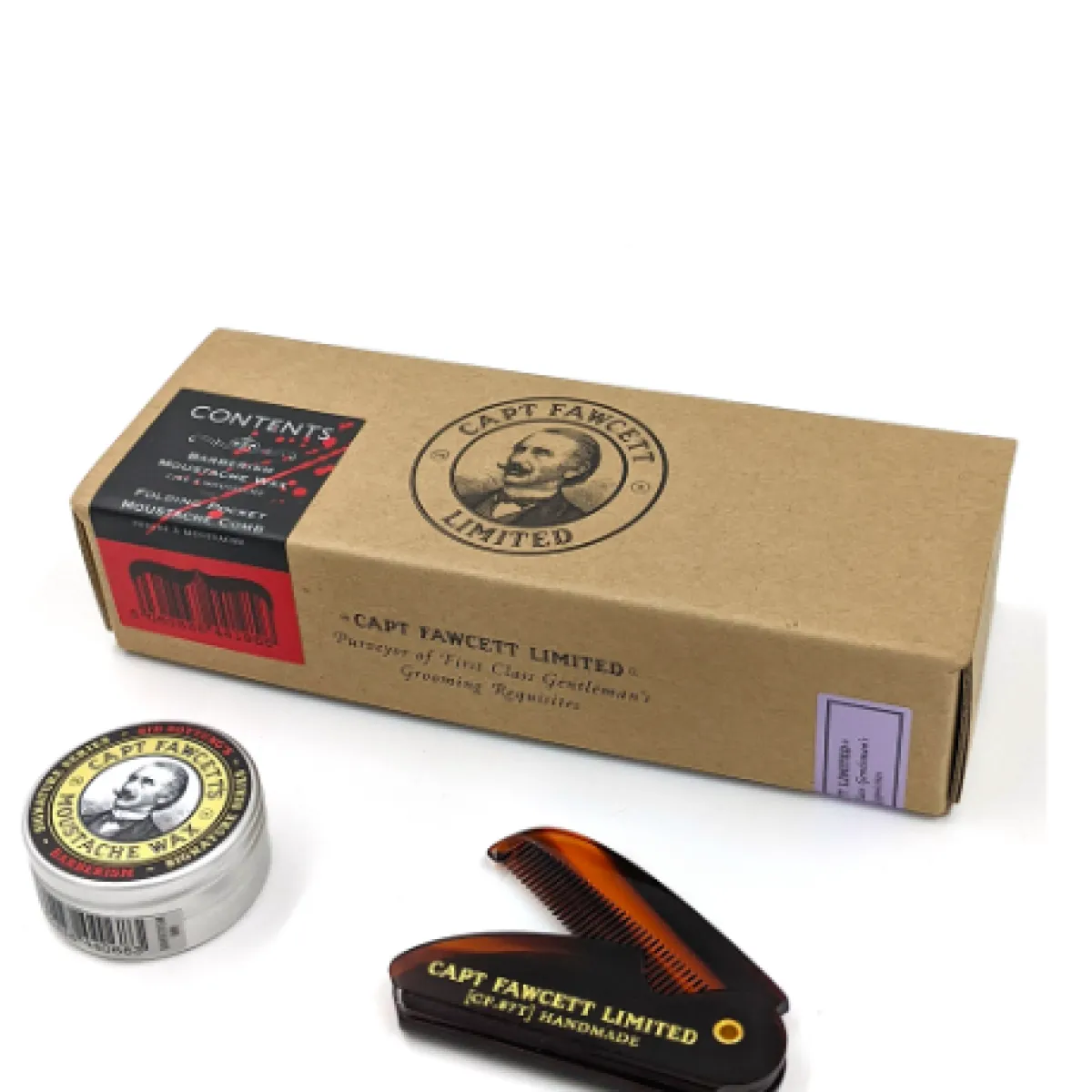 Captain Fawcett - Barberism - Grzebień i Wosk do stylizacji wąsów - Zestaw
