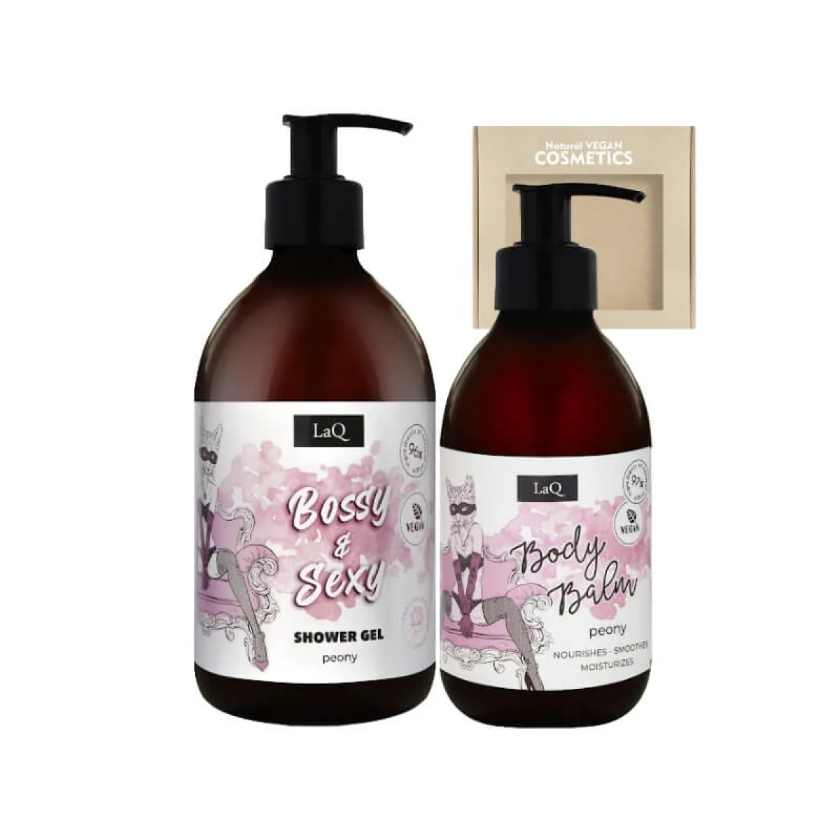 LaQ - Piwonia - Żel pod Prysznic 500ml i Balsam do ciała 300ml - Zestaw