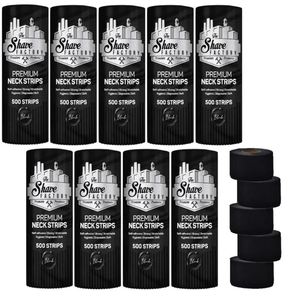 The Shave Factory - Premium Black Neck Strip -Kryza, kołnierzyki fryzjerskie w czarnym kolorze PAKIET 10x 500szt.