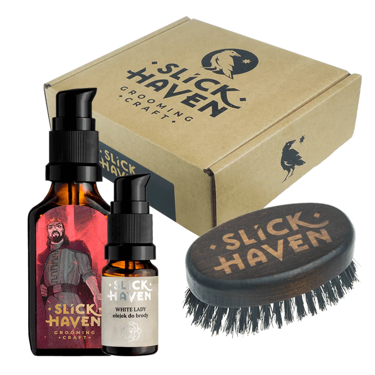 Slickhaven - Dimmed Torch Inn - Olejki Bloody Monarch 50ml, White Lady 10ml i Kartacz do Brody - Zestaw