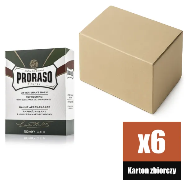 Proraso - Refreshing, linia Zielona - Balsam po goleniu, do skóry normalnej, uniwersalny KARTON 6x100ml