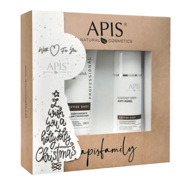 Apis - Coffee Shot - maska z kwasem kawowym 200ml, krem kawowy anti-aging 100ml - Zestaw Świąteczny