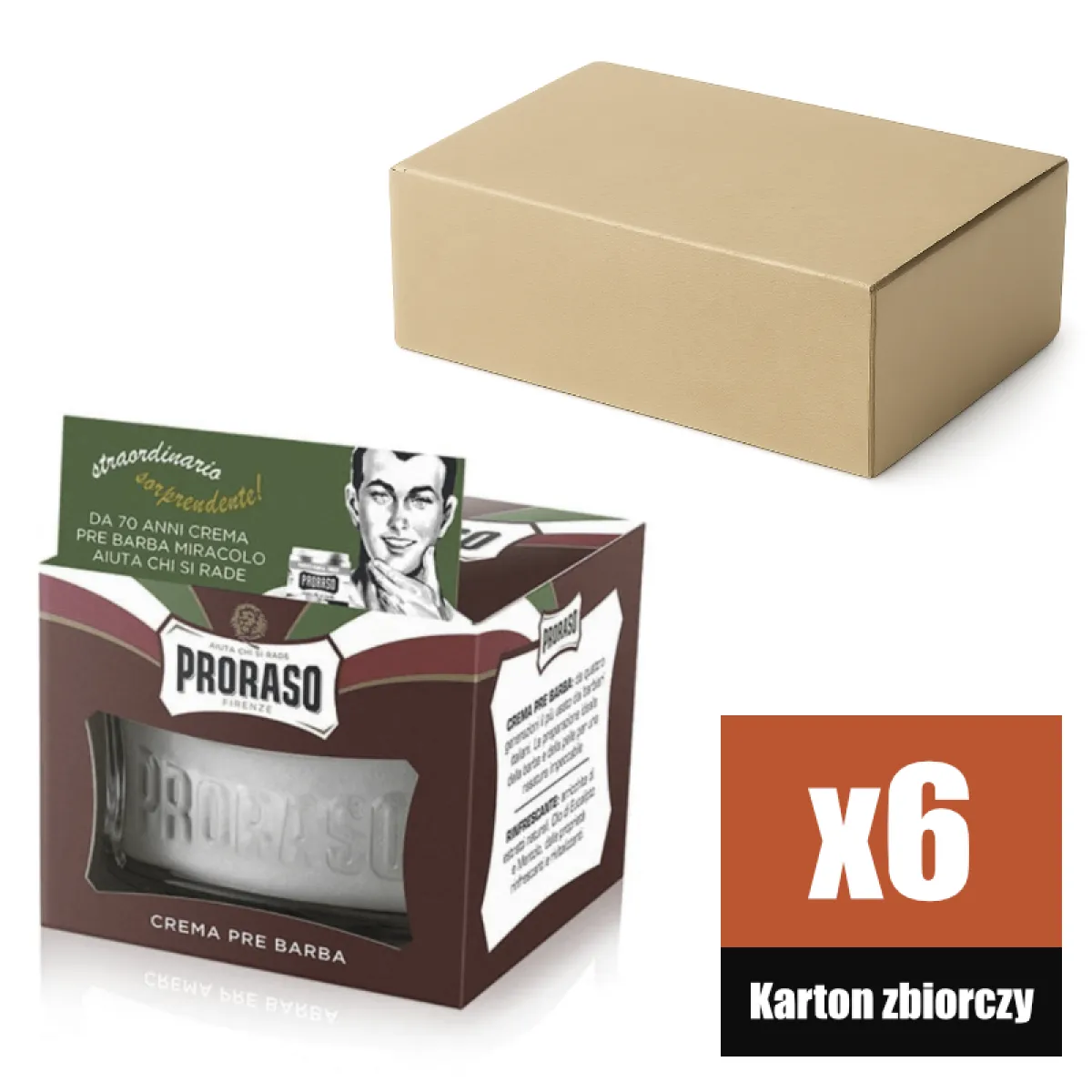 Proraso - Coarse Beards, linia Czerwona - Krem przed goleniem KARTON 6x100ml