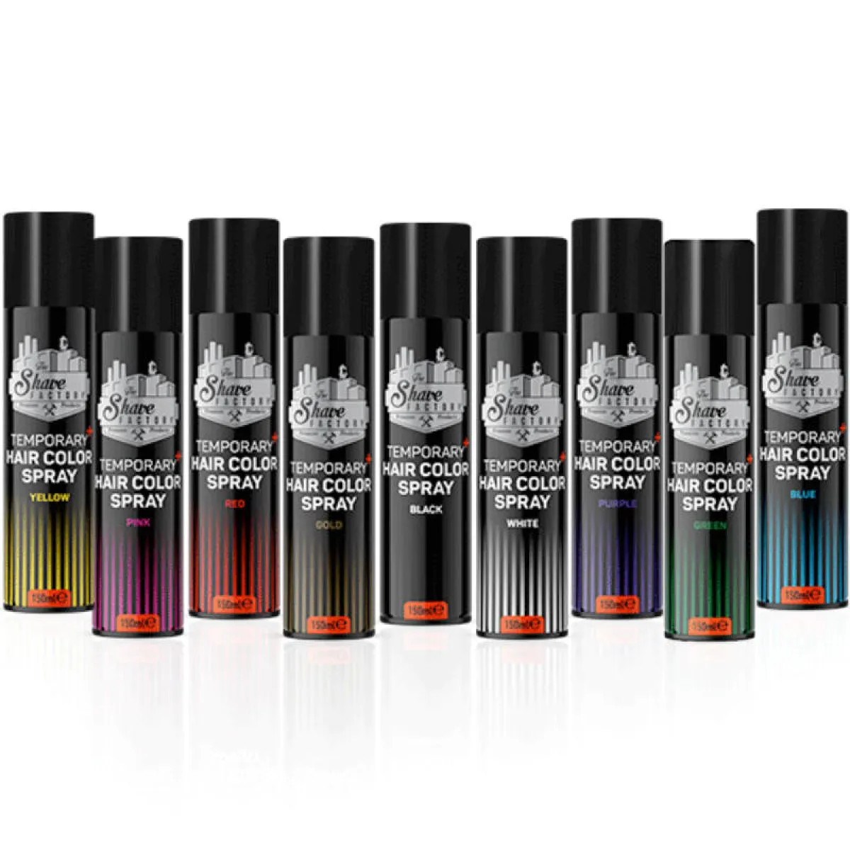 The Shave Factory - Temporary Hair Colour Spray - Tymczasowy, koloryzujący spray do włosów PAKIET 9x 150ml