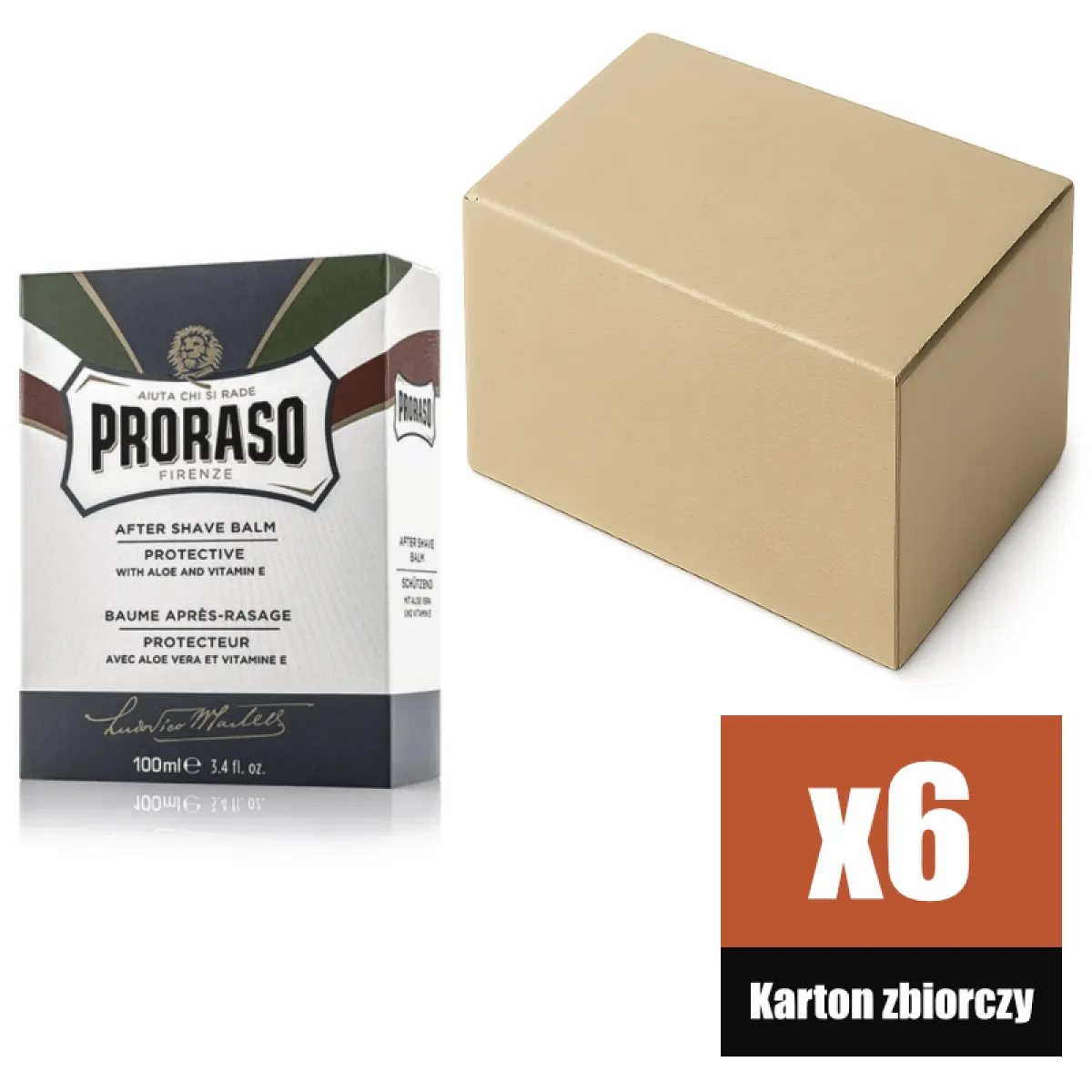Proraso - Protective, linia Niebieska - Balsam po goleniu, Ochronny z Witaminą E oraz Aloesem KARTON 6x100ml