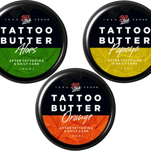 Loveink - Papaya, Orange, Aloes Tattoo Butter - Masło do pielęgnacji tatuażu 3x100ml - Zestaw