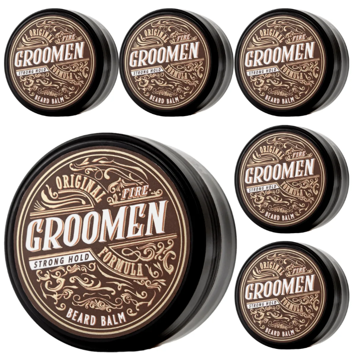 Groomen - Strong Hold Fire - Mocny balsam do brody PAKIET 6x50g