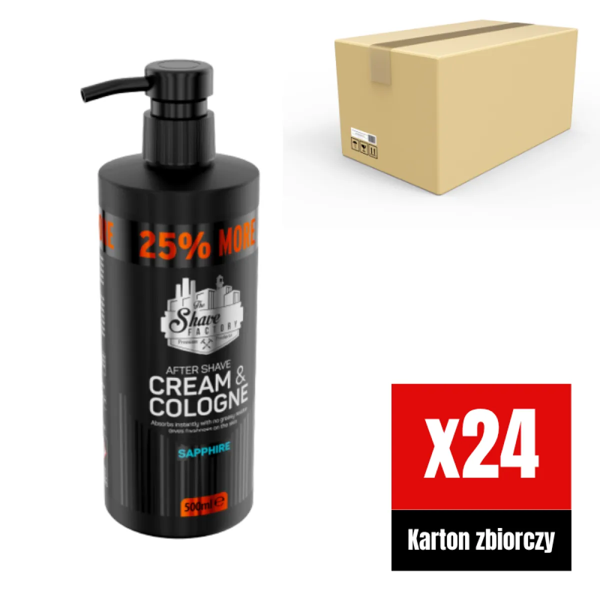 The Shave Factory - Sapphire Cream & Cologne - Balsam po goleniu KARTON 24x500ml