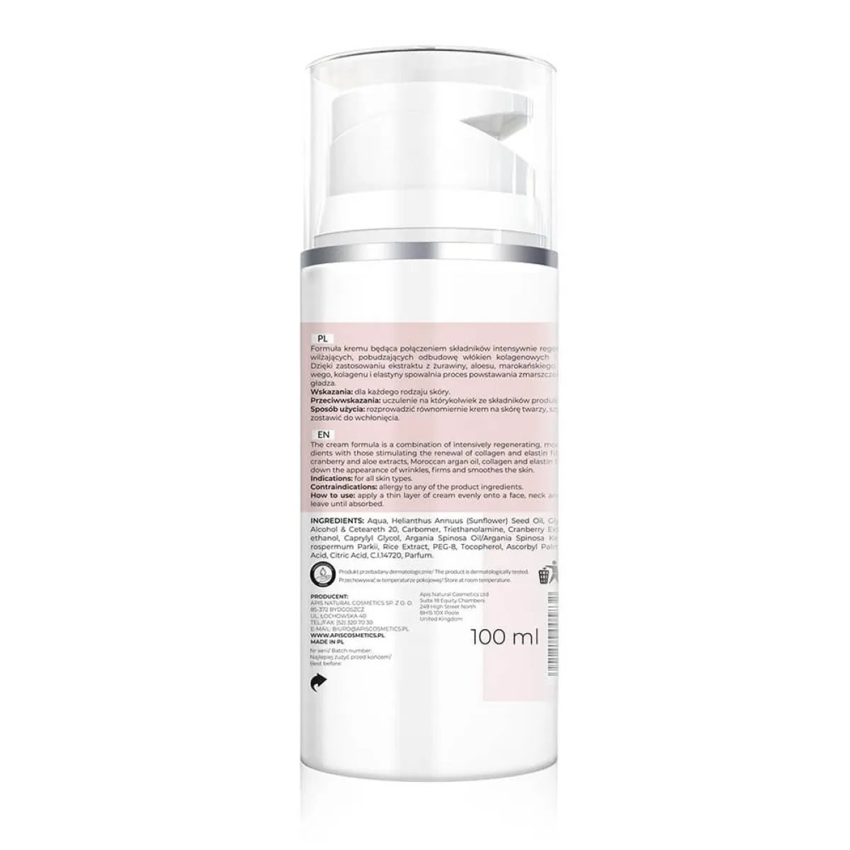 Apis - Żurawinowa Witalność - Ujędrniający krem do twarzy z żurawiną i olejkiem arganowym. 100ml