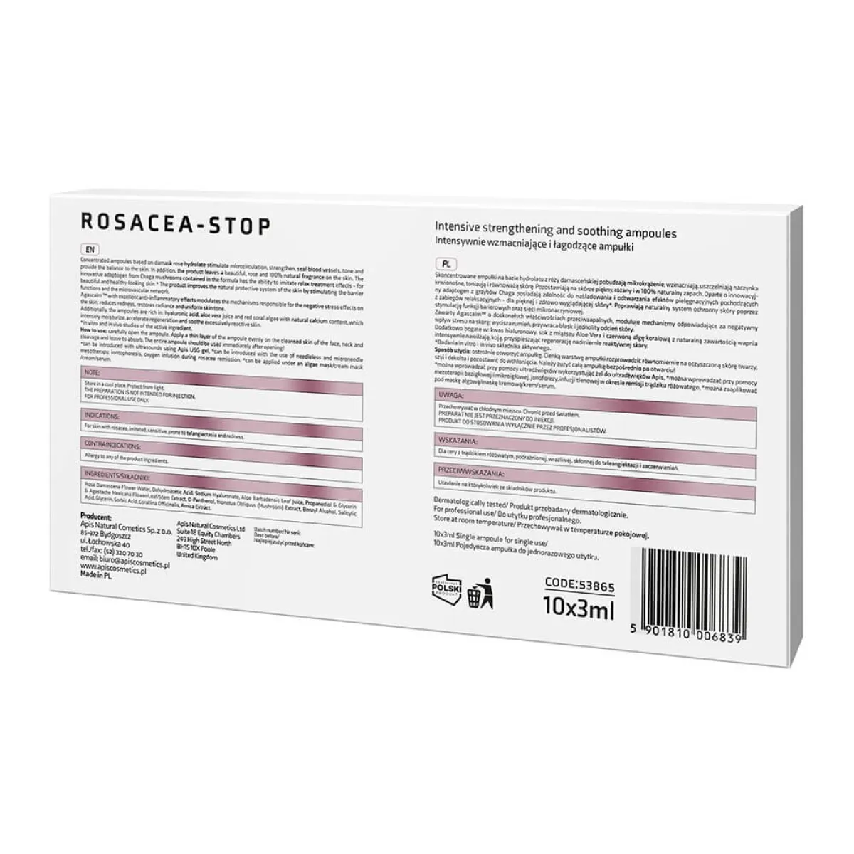 Apis - Rosacea Stop - Intensywnie Wzmacniające i Łagodzące Ampułki 10x3ml
