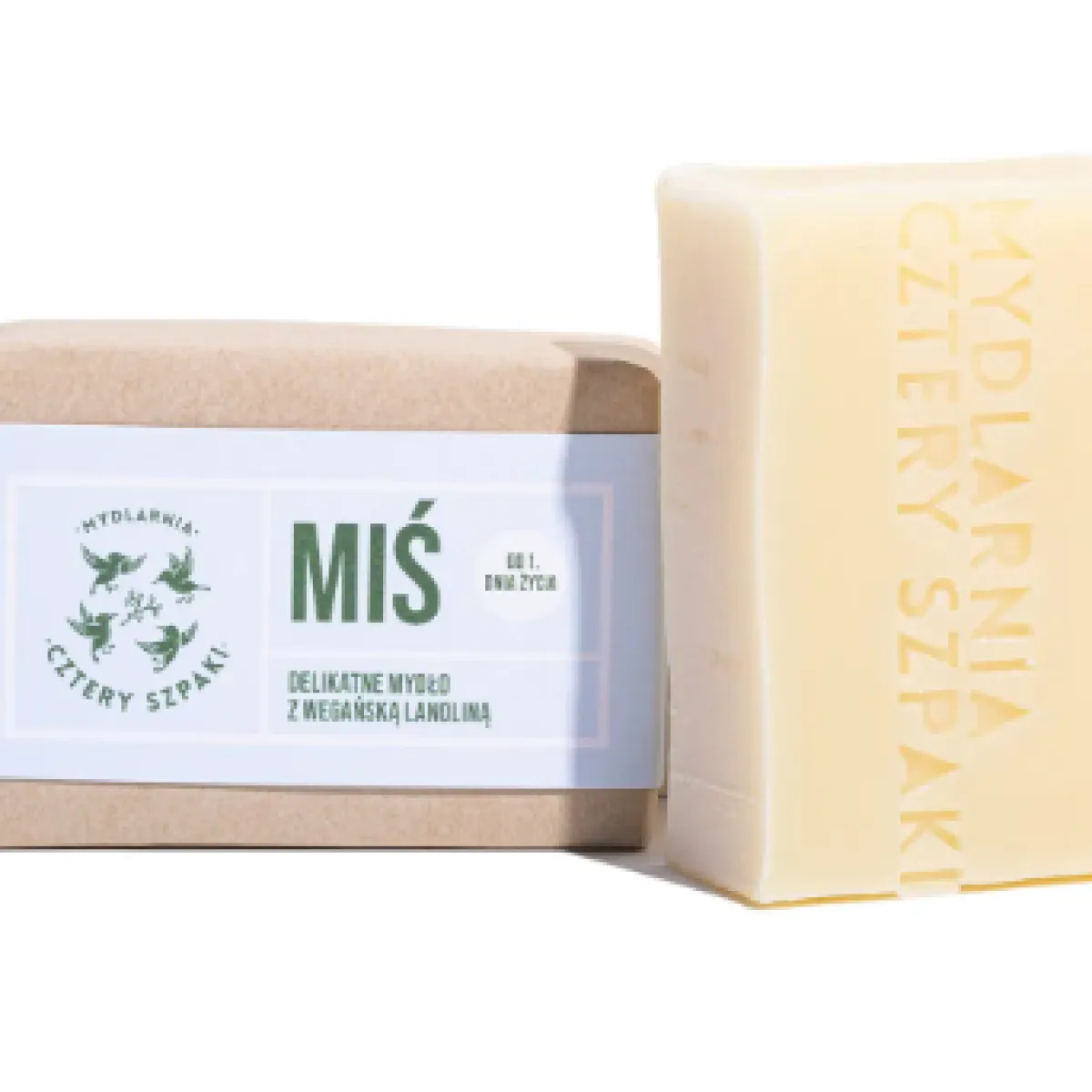 Cztery Szpaki - Miś z Wegańską Lanoliną - Naturalne, wegańskie i delikatne mydło w kostce dla dzieci 110g