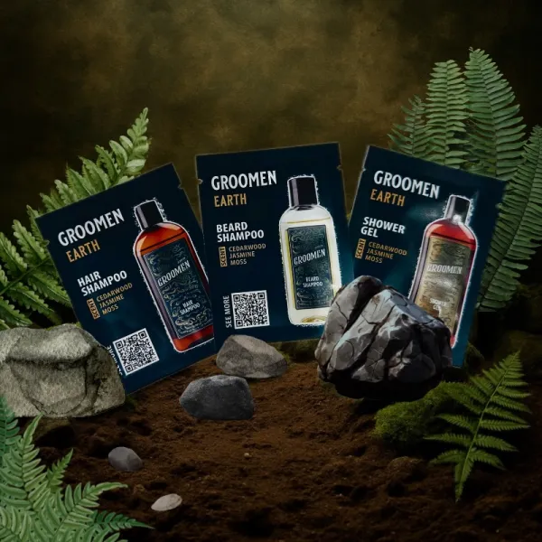 Groomen - Earth -Żel, szampon do brody i włosów - 3x5ml