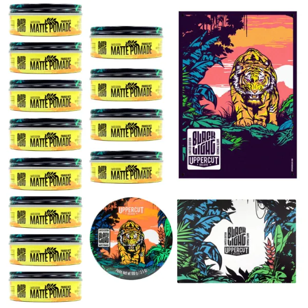 Uppercut Deluxe - Matte Pomade Limited Edition - Blacklight 12x100g + Zestaw kolekcjonerski + plakat