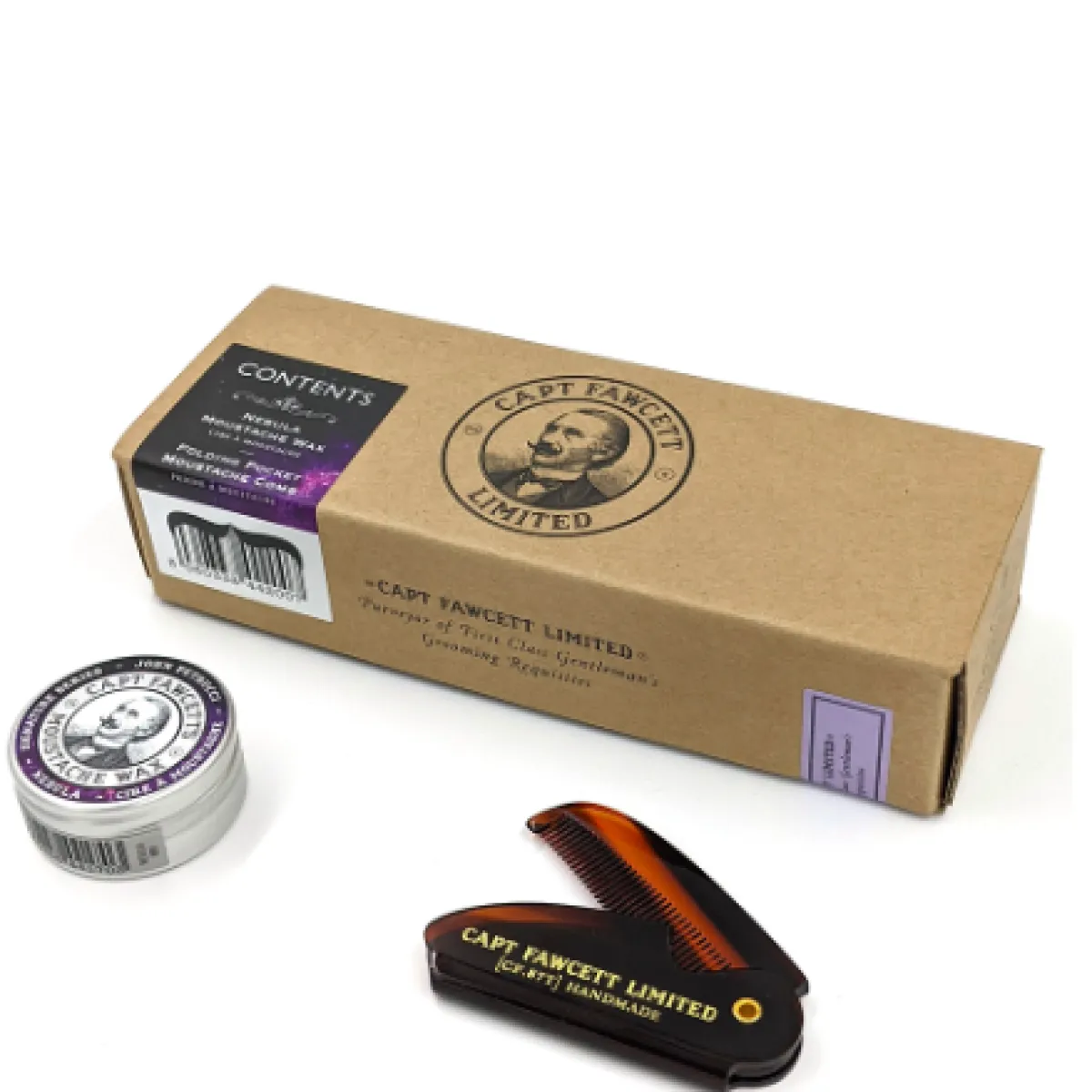 Captain Fawcett - Nebula - Grzebień i Wosk do stylizacji wąsów - Zestaw