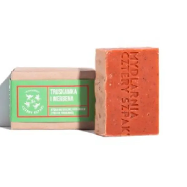 Cztery Szpaki - Truskawka i Werbena - Naturalne mydło w kostce, Peelingujące 110g