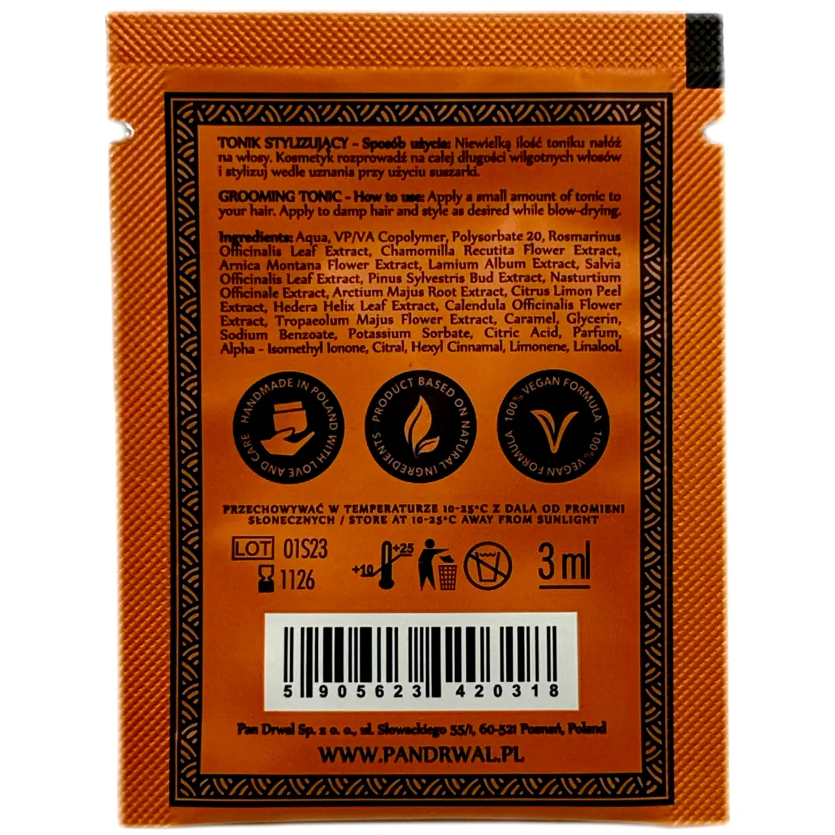 Pan Drwal - Bulleit Bourbon Grooming Tonic - Tonik do włosów, próbka 3ml