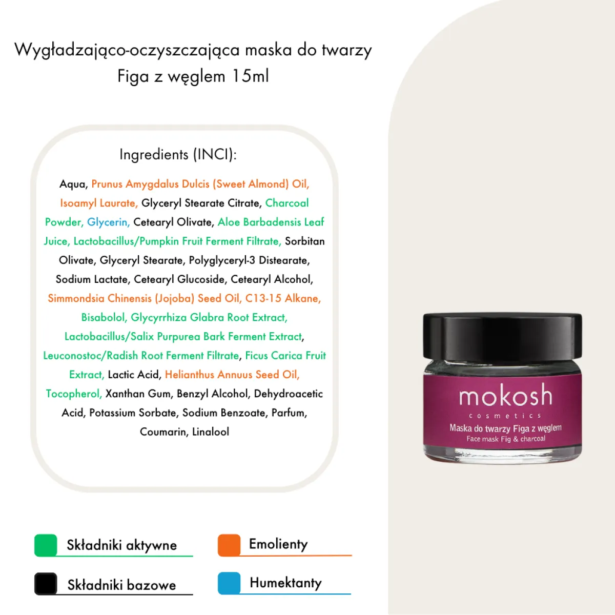Mokosh - Wygładzająco-Oczyszczająca Maska Do Twarzy Figa Z Węglem 15ml
