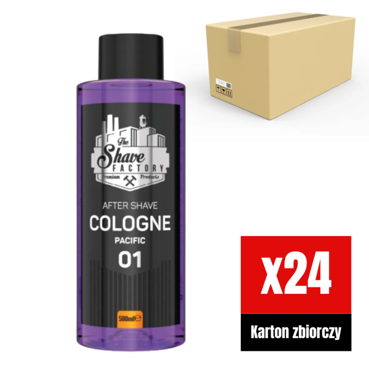 The Shave Factory - Pacific 01 After Shave Cologne - Perfumowana Woda Kolońska po Goleniu KARTON 24x500ml